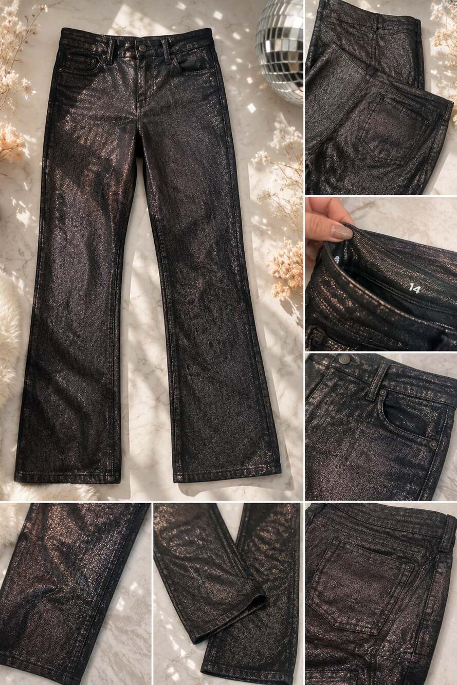 Old Navy Size 14 Metallic Foil Coated Jeans Size 14